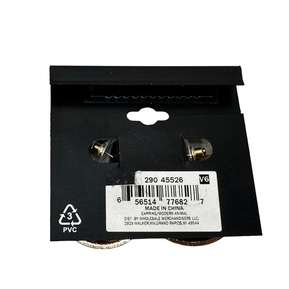 Ophelia Roe Women's Thick Hoop Acrylic Studded Earrings Verigated Brown Gold New - Picture 2 of 6